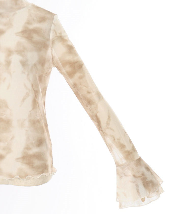 Sheer Double-Layered Flare Long Sleeve Cut & Sewn Top