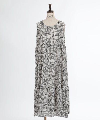 Overall Pattern Tiered Dress