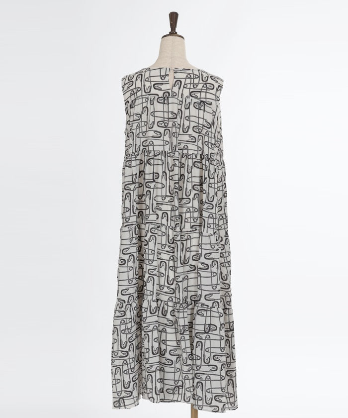 Overall Pattern Tiered Dress