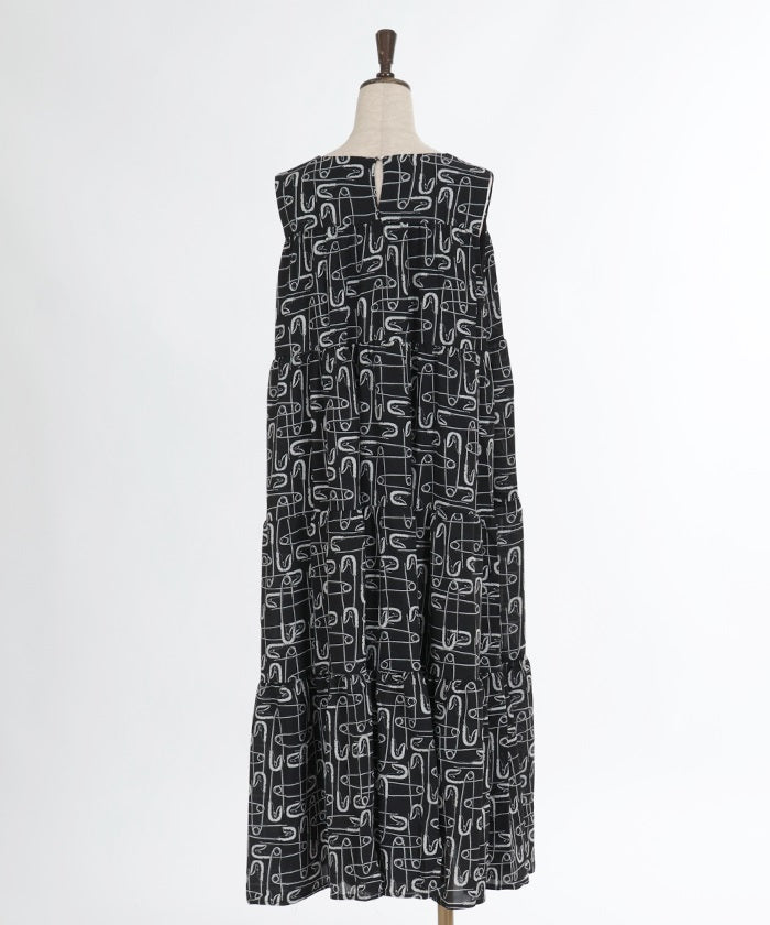 Overall Pattern Tiered Dress