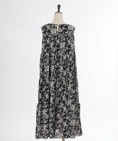 Overall Pattern Tiered Dress