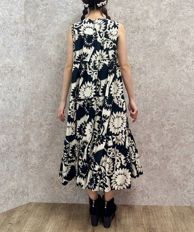 Overall Pattern Tiered Dress