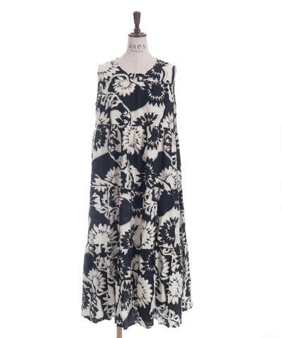 Overall Pattern Tiered Dress