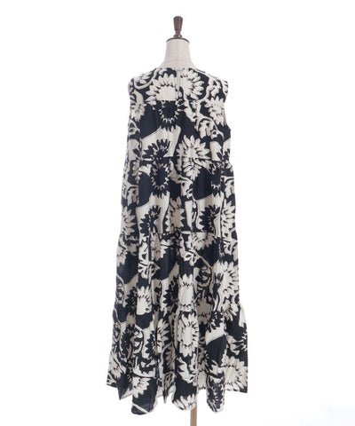 Overall Pattern Tiered Dress