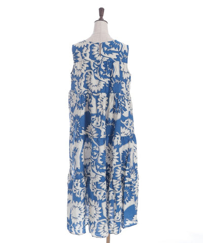 Overall Pattern Tiered Dress