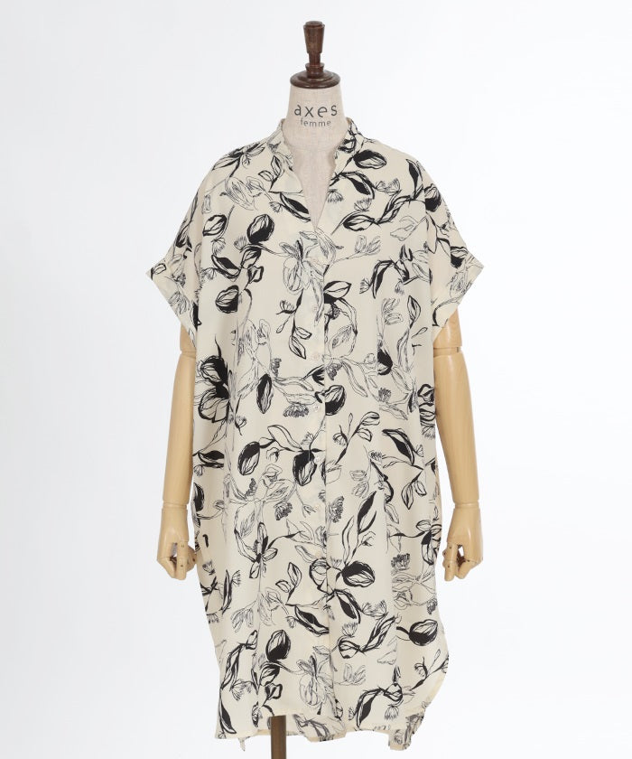 Print French Shirt Dress