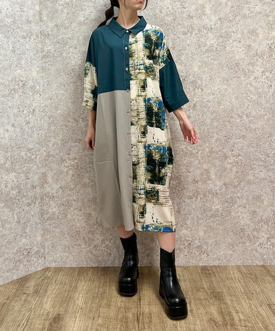 Patchwork Shirt Dress