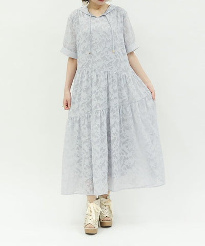 Sheer Jacquard Hoodie Dress