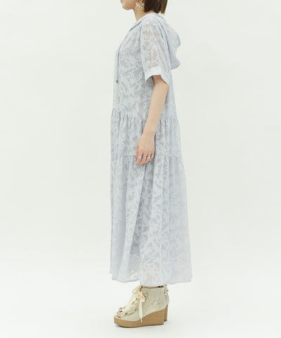 Sheer Jacquard Hoodie Dress