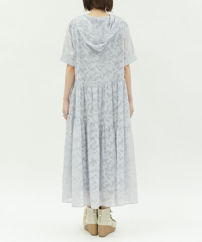 Sheer Jacquard Hoodie Dress