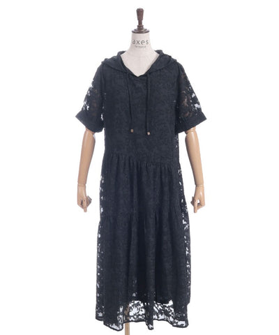 Sheer Jacquard Hoodie Dress