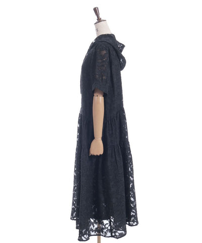 Sheer Jacquard Hoodie Dress