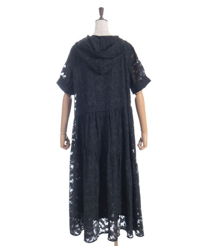 Sheer Jacquard Hoodie Dress