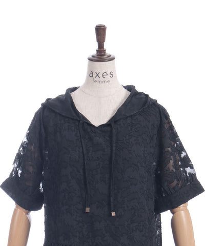 Sheer Jacquard Hoodie Dress