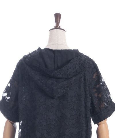 Sheer Jacquard Hoodie Dress