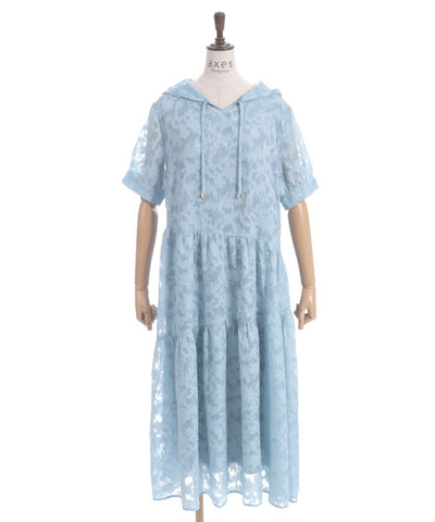 Sheer Jacquard Hoodie Dress