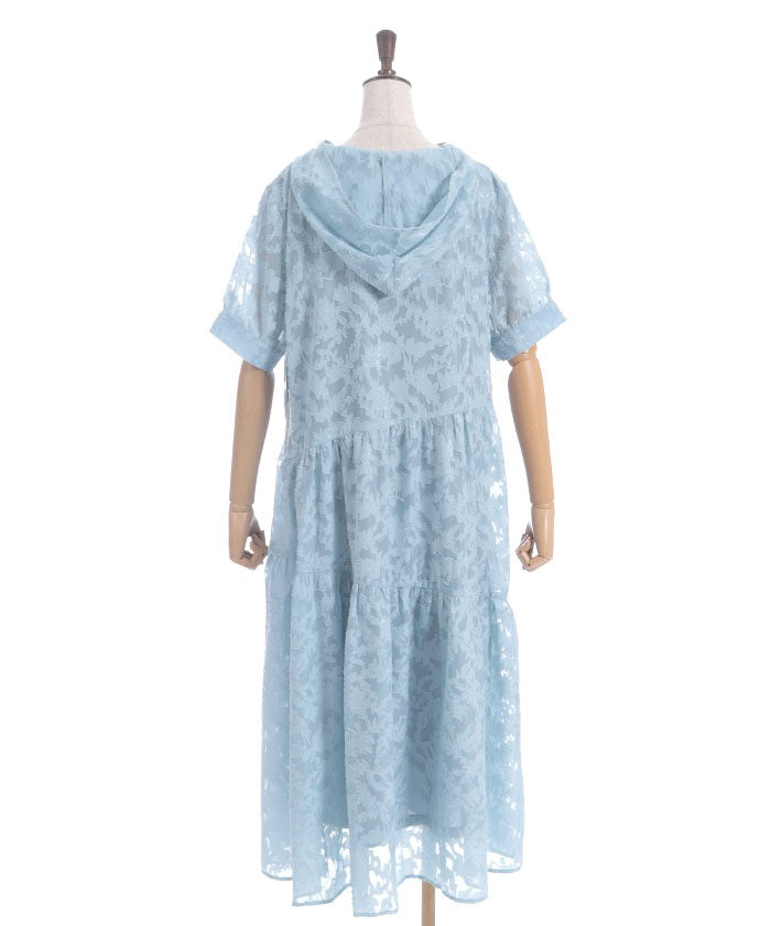 Sheer Jacquard Hoodie Dress
