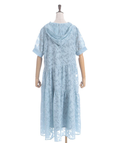 Sheer Jacquard Hoodie Dress
