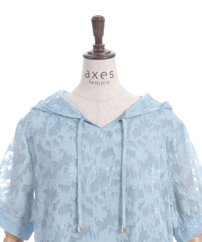 Sheer Jacquard Hoodie Dress