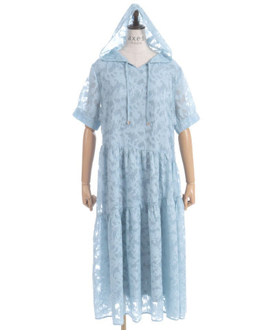 Sheer Jacquard Hoodie Dress