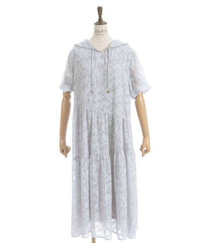 Sheer Jacquard Hoodie Dress