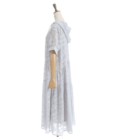 Sheer Jacquard Hoodie Dress