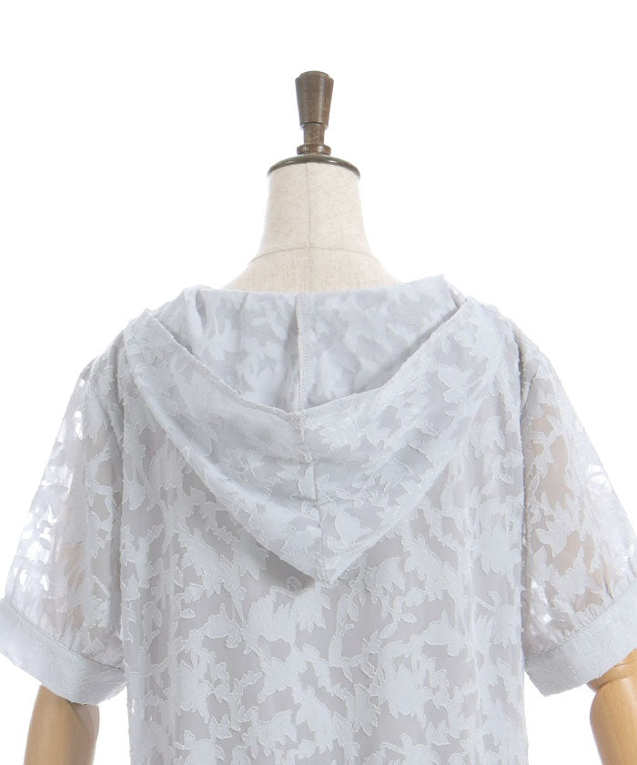 Sheer Jacquard Hoodie Dress