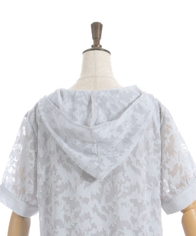 Sheer Jacquard Hoodie Dress