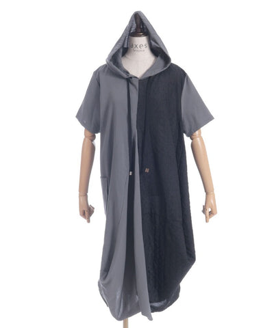 Contrast Fabric Asymmetric Hoodie Dress