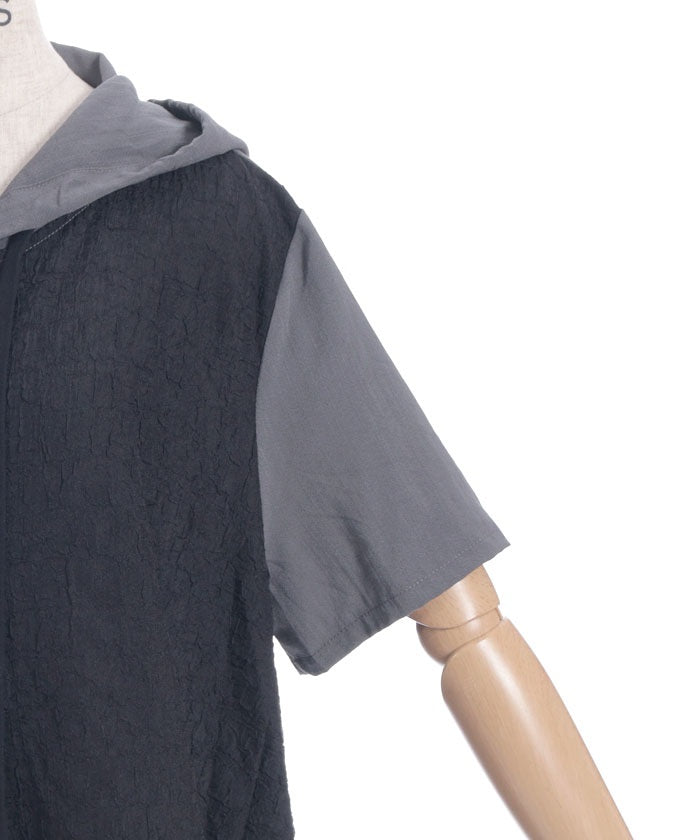 Contrast Fabric Asymmetric Hoodie Dress