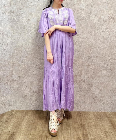 Embroidery Skipper Maxi Dress