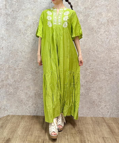 Embroidery Skipper Maxi Dress