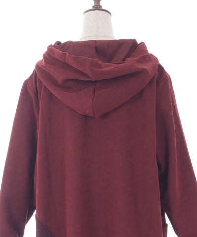 Contrast Fabric Asymmetric Hoodie Dress