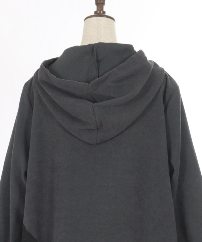 Contrast Fabric Asymmetric Hoodie Dress