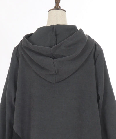 Contrast Fabric Asymmetric Hoodie Dress