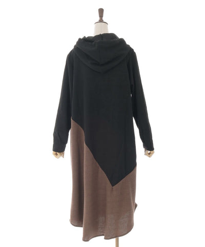 Contrast Fabric Asymmetric Hoodie Dress