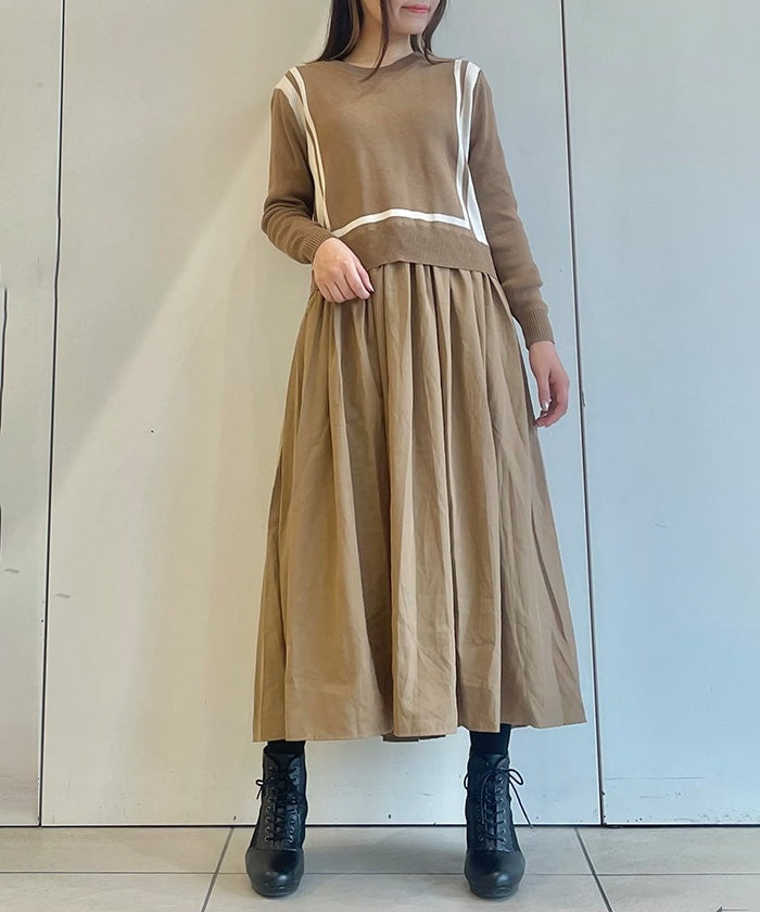 Knit Panel Docking Dress (Time-limited Price)