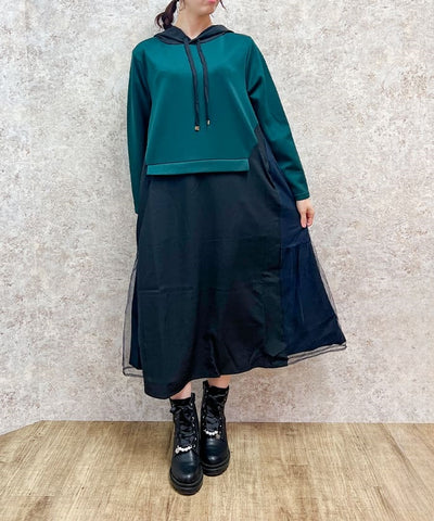 Contrast Fabric Dress
