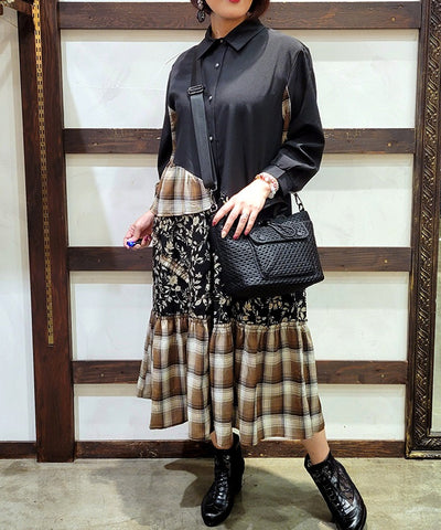 Asymmetric Pattern Panel Shirt Dress