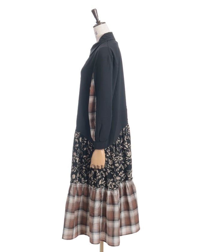 Asymmetric Pattern Panel Shirt Dress