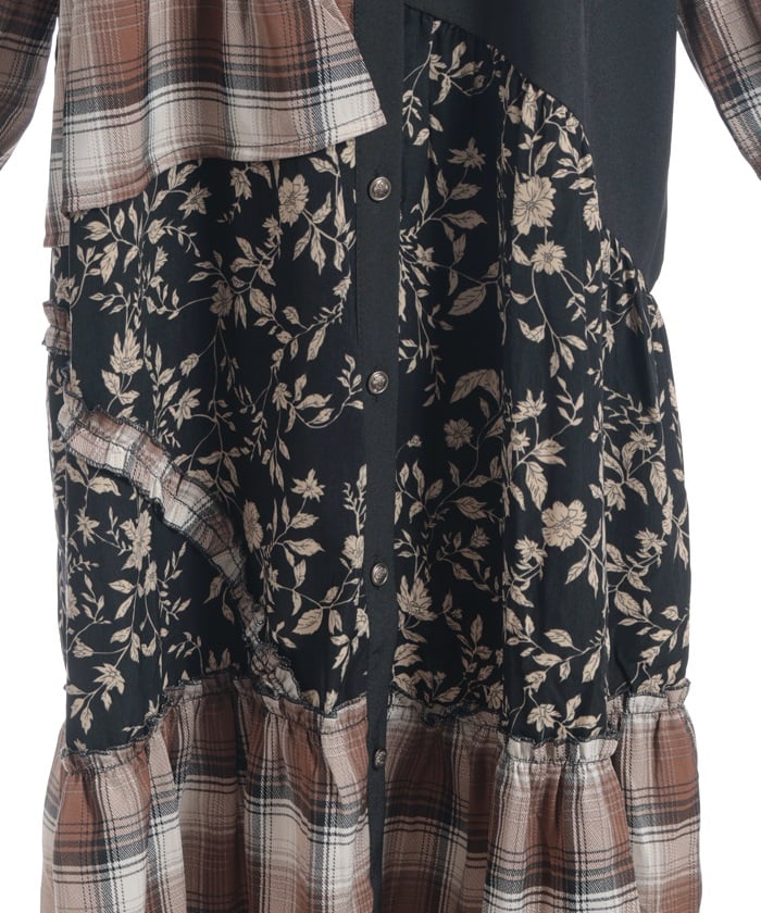 Asymmetric Pattern Panel Shirt Dress