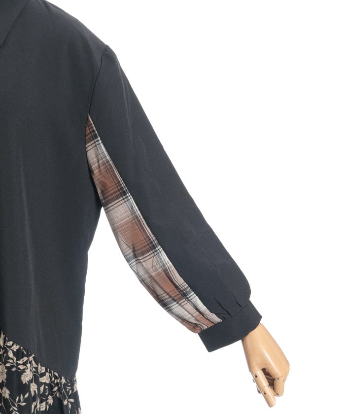 Asymmetric Pattern Panel Shirt Dress