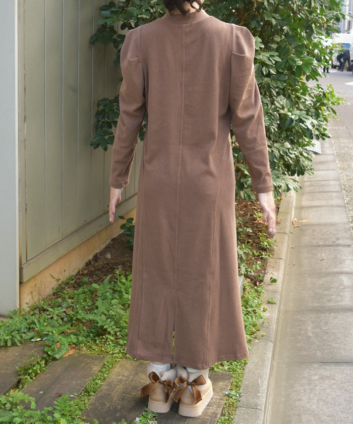 Brushed Cut Tuck Sleeve Dress