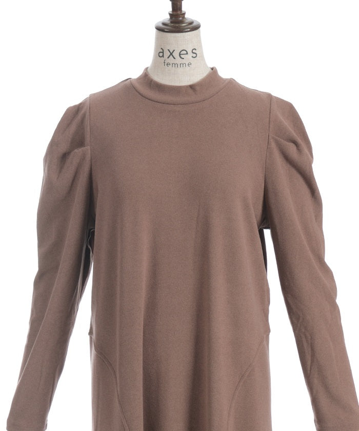 Brushed Cut Tuck Sleeve Dress