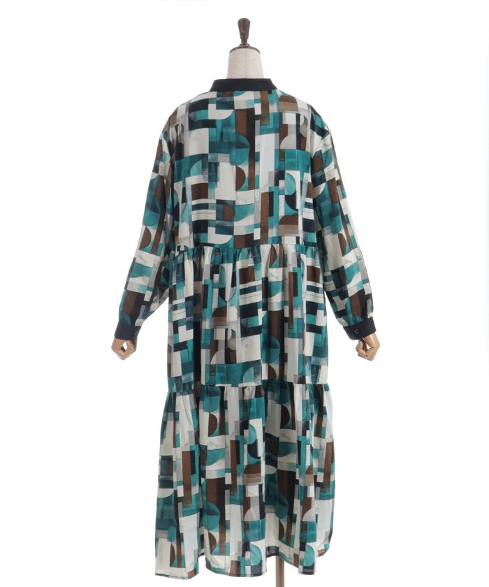 Overall Pattern Asymmetric Tiered Dress – axes femme from JAPAN