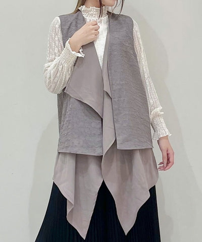 Double Layered Deformed Long Vest