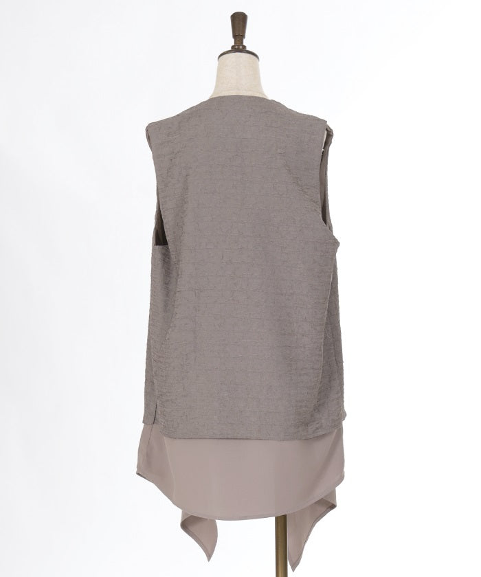 Double Layered Deformed Long Vest