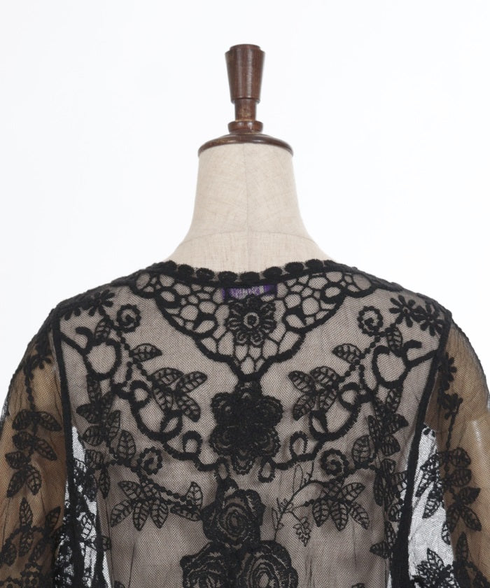 織 Tulle Lace Cardigan – axes femme from JAPAN