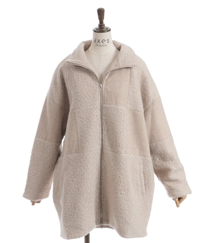 Patchwork Boa Zip Coat – axes femme from JAPAN
