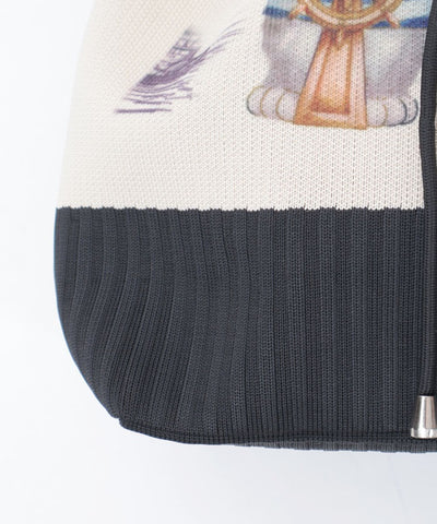 Knit Panel Pattern Drawstring Bag